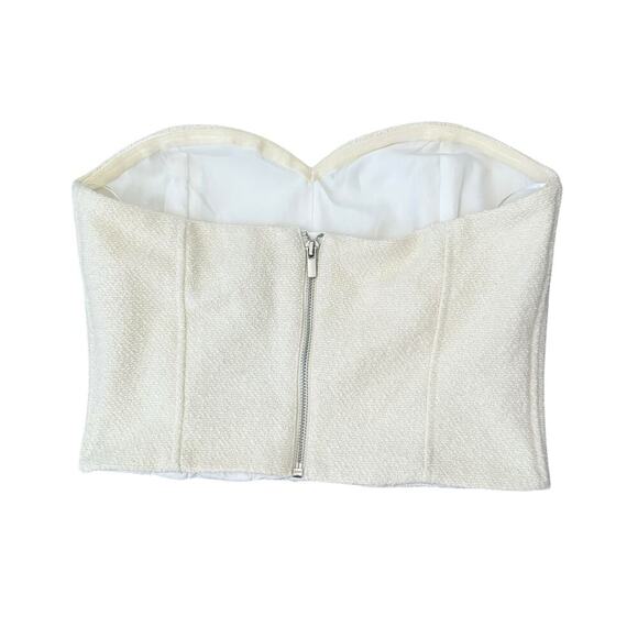 H&M Bustier Lined Corset Cream Women Top Old Money Style Office Wear Casual S - Picture 6 of 10